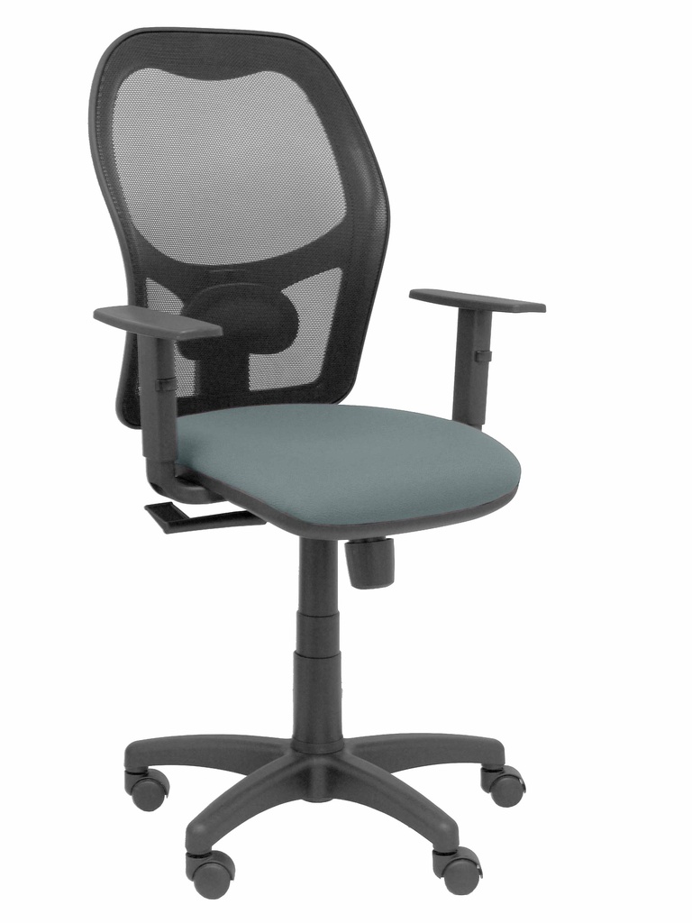 Silla Alocén malla negra asiento bali gris brazos regulables