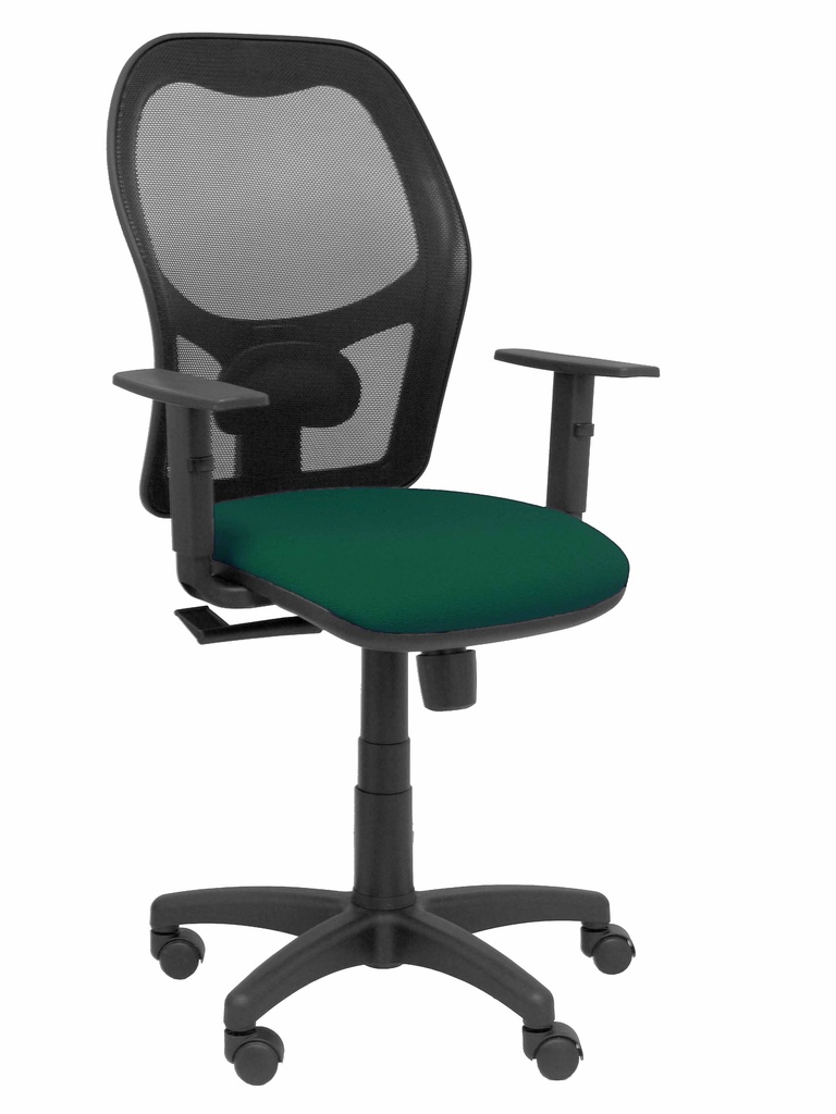Silla Alocén malla negra asiento bali verde botella brazos regulables