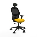 Alocén traslack malla negra bali amarillo brazos 2D base piramidal cabecero fijo ruedas nailon 65mm