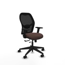Alocén traslack malla negra similpiel marrón oscuro brazos 2D base piramidal  ruedas nailon 65mm