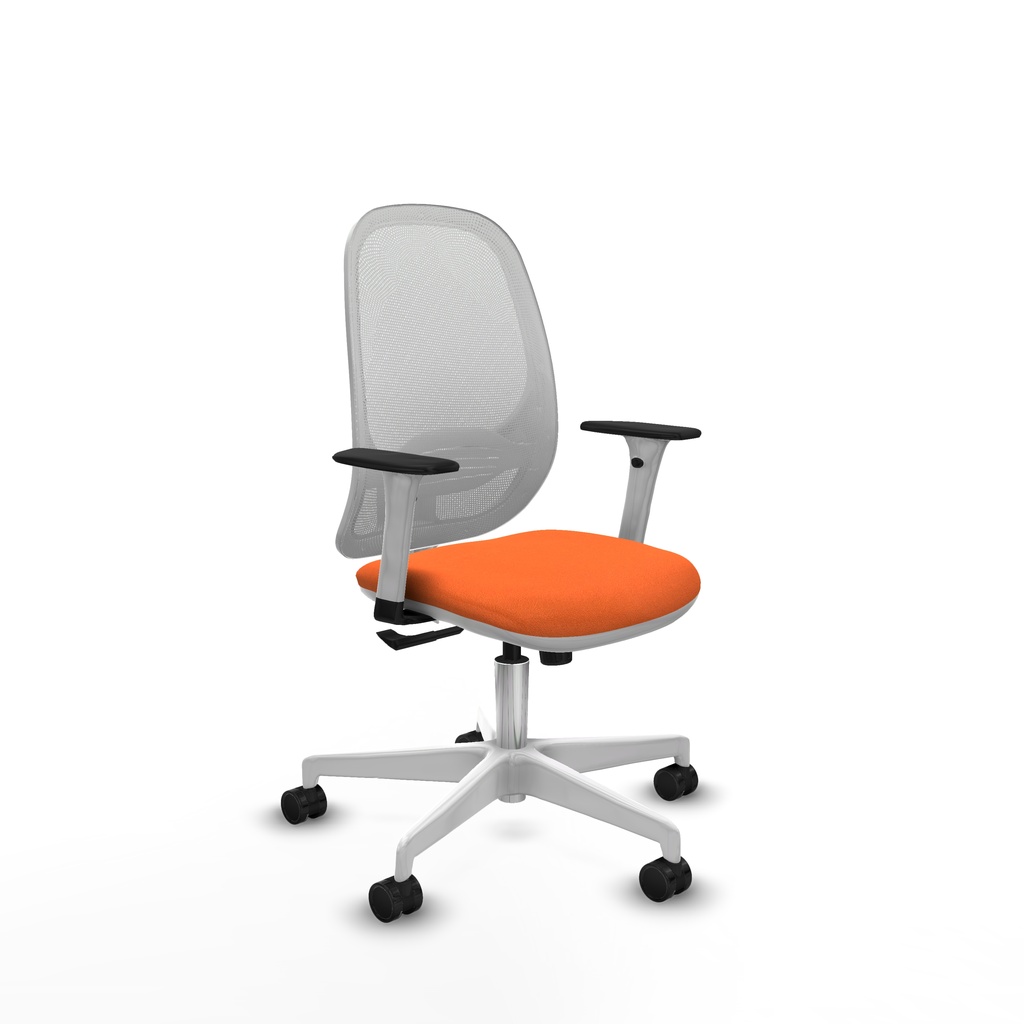 Cilanco blanca sincro malla blanca bali naranja brazos 1D base blanca ruedas 65mm nailon