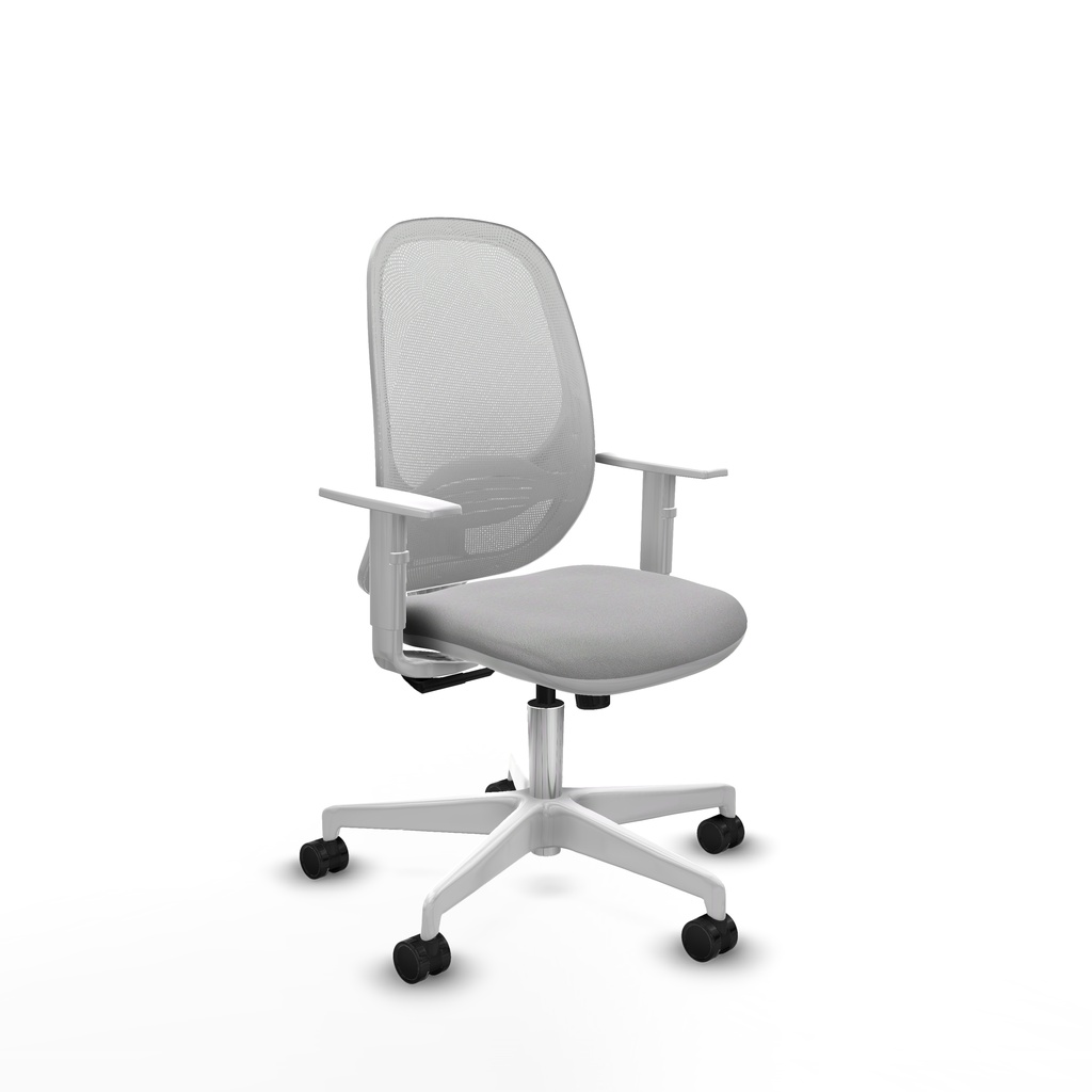 Cilanco blanca sincro malla blanca bali gris claro brazos blancos base blanca ruedas 65mm nailon