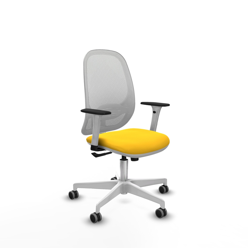 Cilanco blanca sincro malla blanca similpiel amarillo brazos 1D base blanca ruedas 65mm engomadas