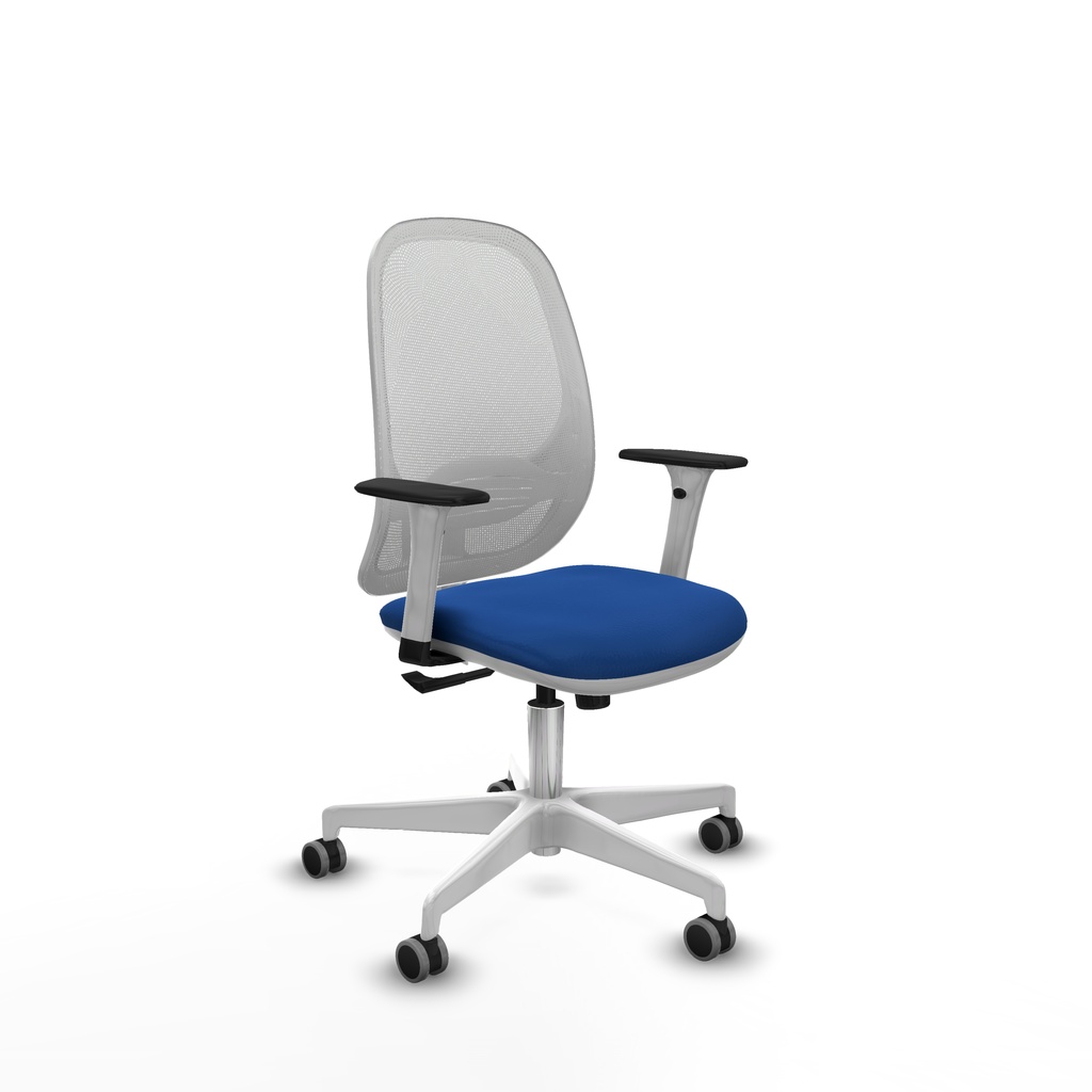 Cilanco blanca sincro malla blanca similpiel azul brazos 1D base blanca ruedas 65mm engomadas