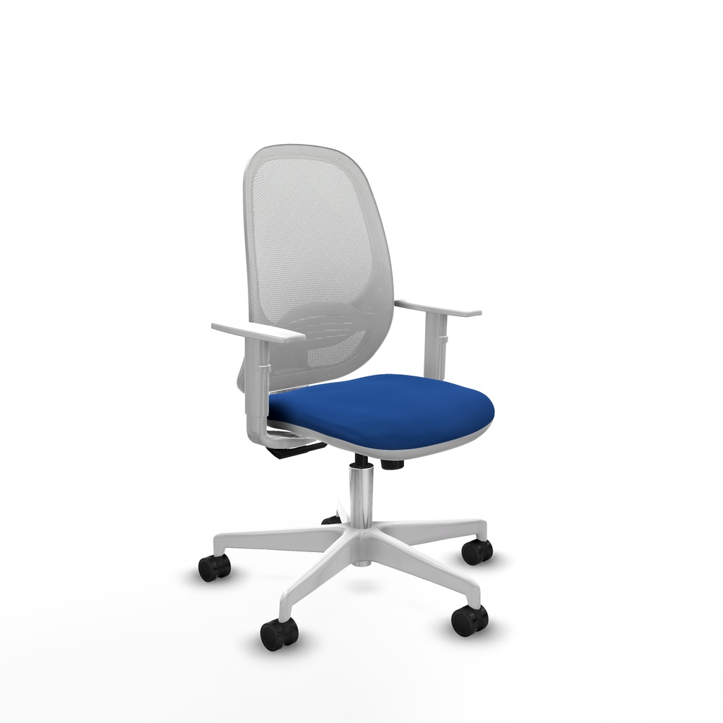 Cilanco blanca sincro malla blanca similpiel azul brazos blancos base blanca ruedas 65mm nailon