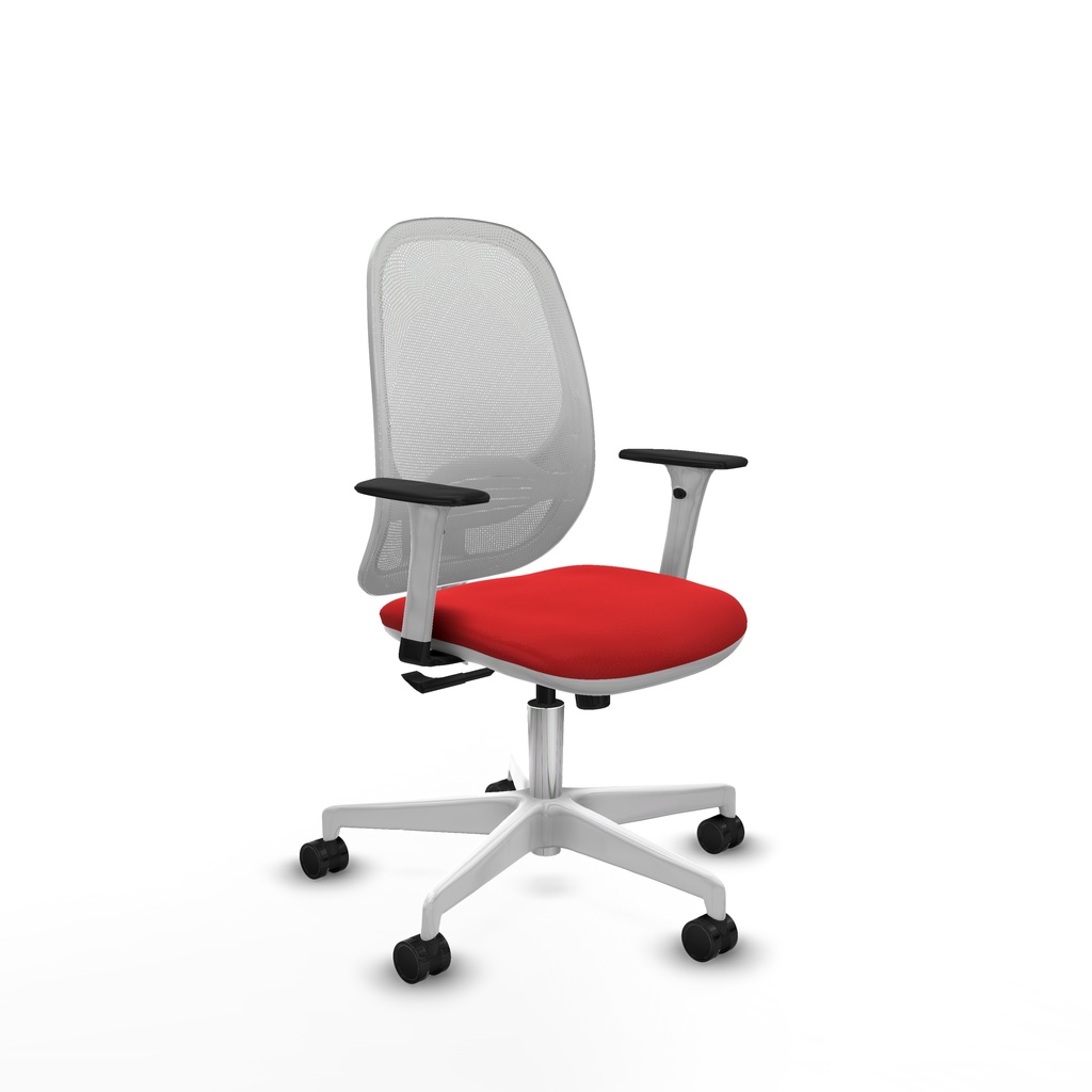 Cilanco blanca sincro malla blanca similpiel rojo brazos 1D base blanca ruedas 65mm nailon