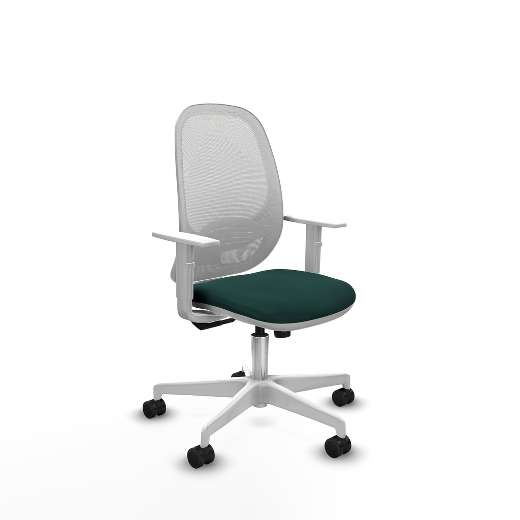 Cilanco blanca sincro malla blanca similpiel verde botella brazos blancos base blanca ruedas 65mm nailon