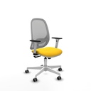 Cilanco blanca sincro malla gris similpiel amarillo brazos 1D base blanca ruedas 65mm engomadas