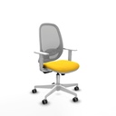Cilanco blanca sincro malla gris similpiel amarillo brazos blancos base blanca ruedas 65mm engomadas