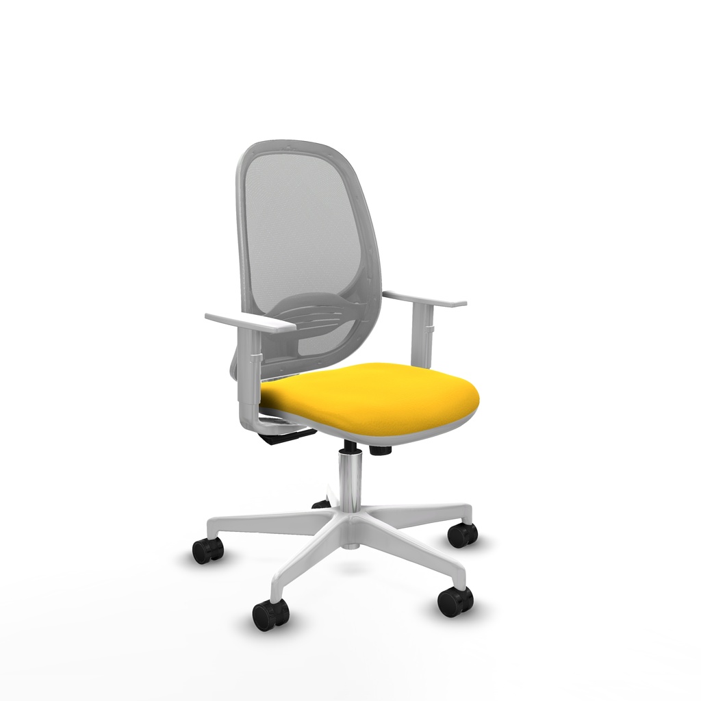 Cilanco blanca sincro malla gris similpiel amarillo brazos blancos base blanca ruedas 65mm nailon