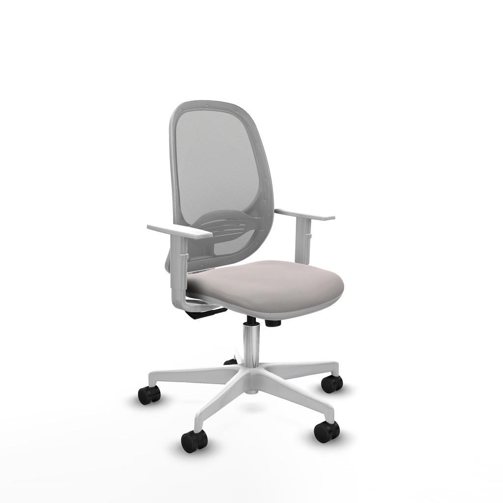 Cilanco blanca sincro malla gris similpiel blanco brazos blancos base blanca ruedas 65mm nailon