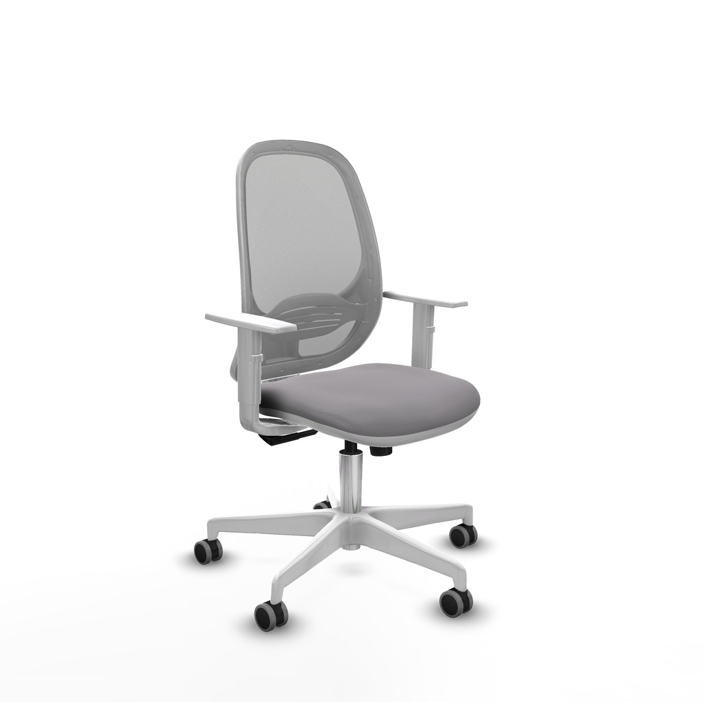 Cilanco blanca sincro malla gris similpiel gris brazos blancos base blanca ruedas 65mm engomadas
