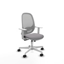 Cilanco blanca sincro malla gris similpiel gris brazos blancos base blanca ruedas 65mm nailon