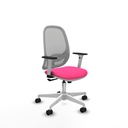 Cilanco blanca sincro malla gris similpiel rosa brazos 1D base blanca ruedas 65mm nailon