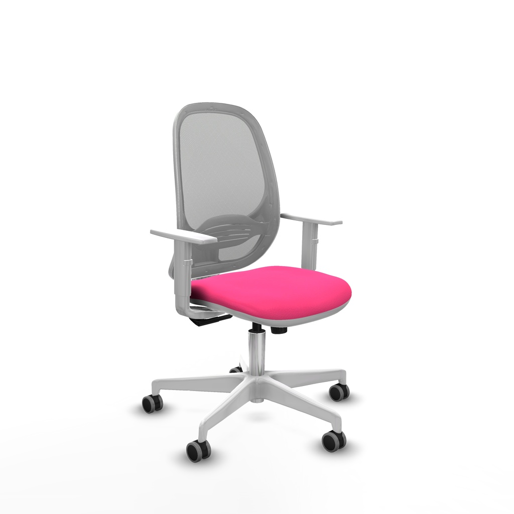 Cilanco blanca sincro malla gris similpiel rosa brazos blancos base blanca ruedas 65mm engomadas