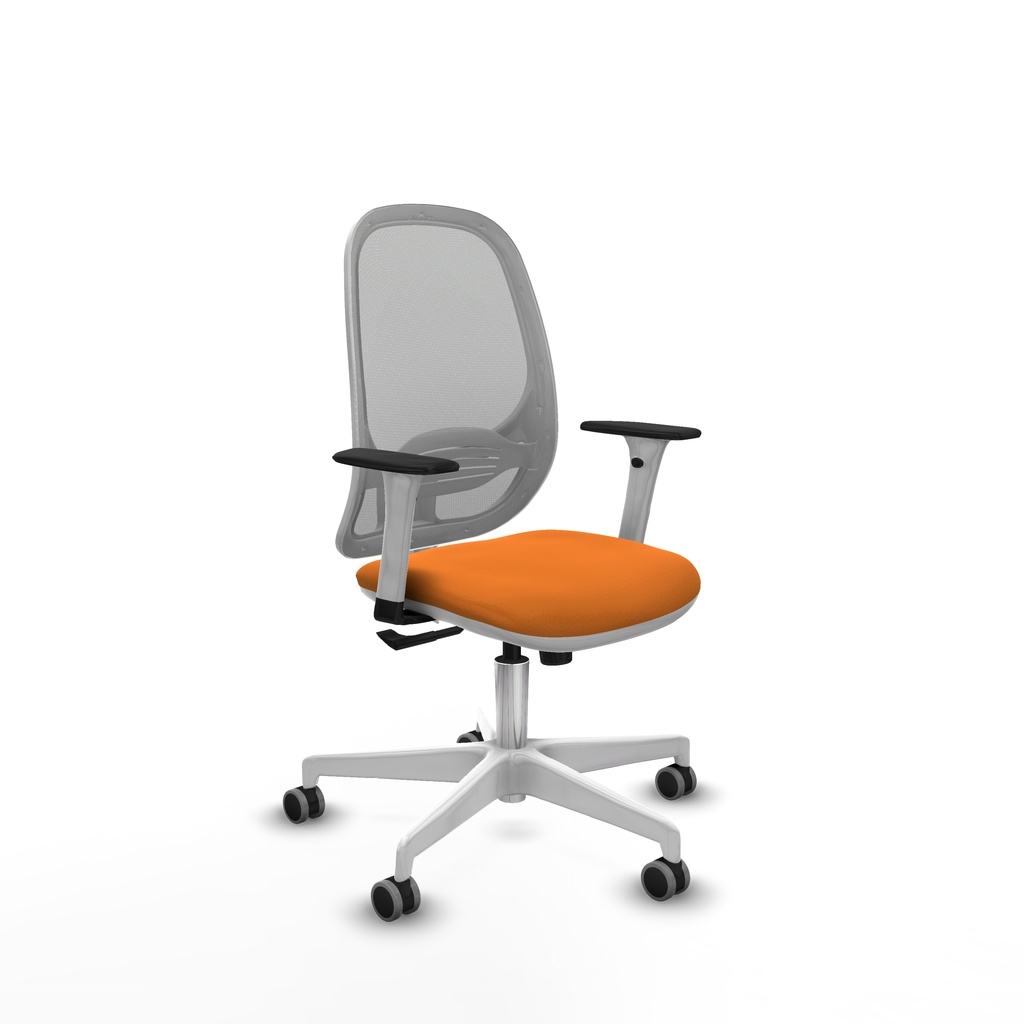 Cilanco blanca sincro malla gris similpiel naranja brazos 1D base blanca ruedas 65mm engomadas