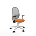 Cilanco blanca sincro malla gris similpiel naranja brazos 1D base blanca ruedas 65mm nailon