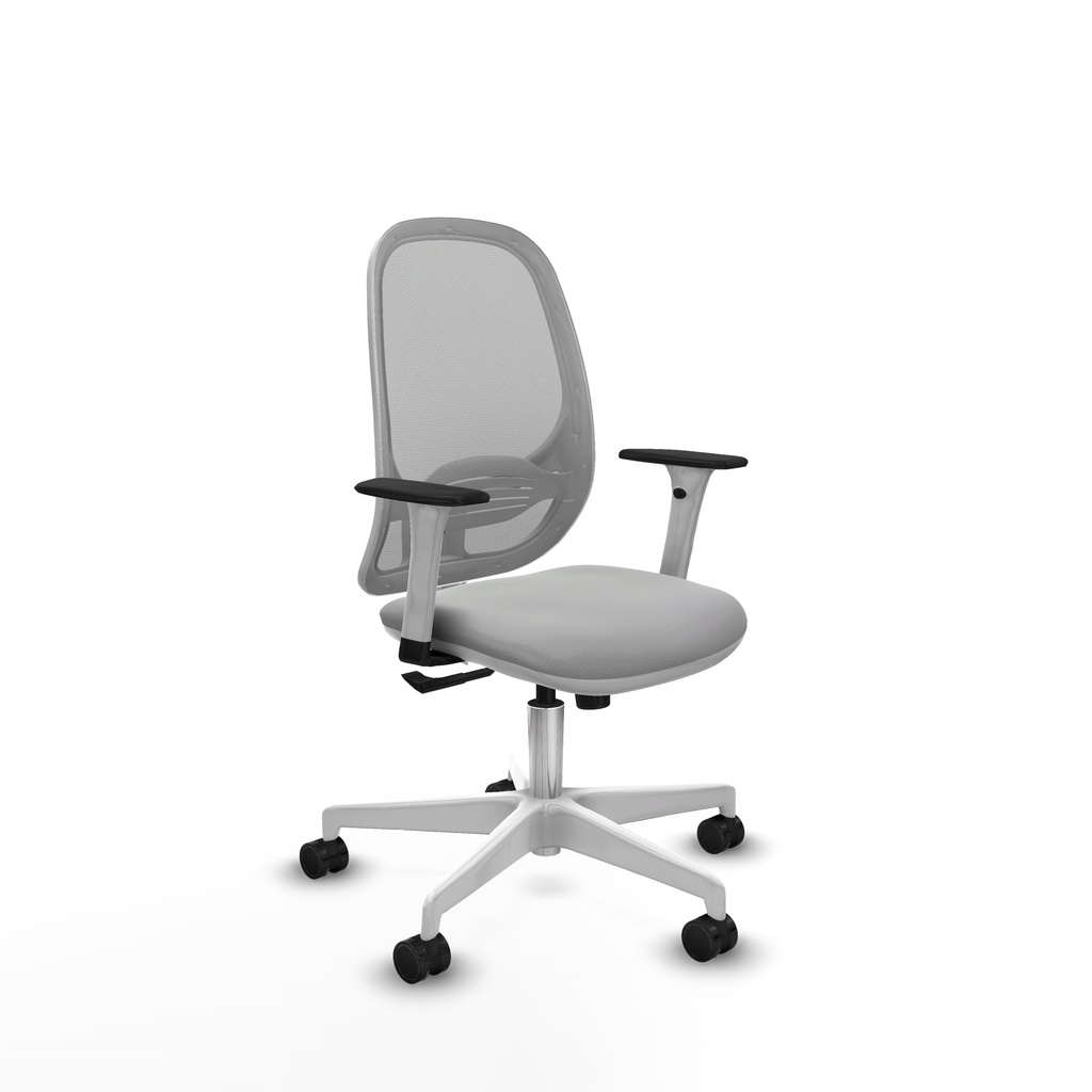 Cilanco blanca sincro malla gris similpiel gris claro brazos 1D base blanca ruedas 65mm nailon