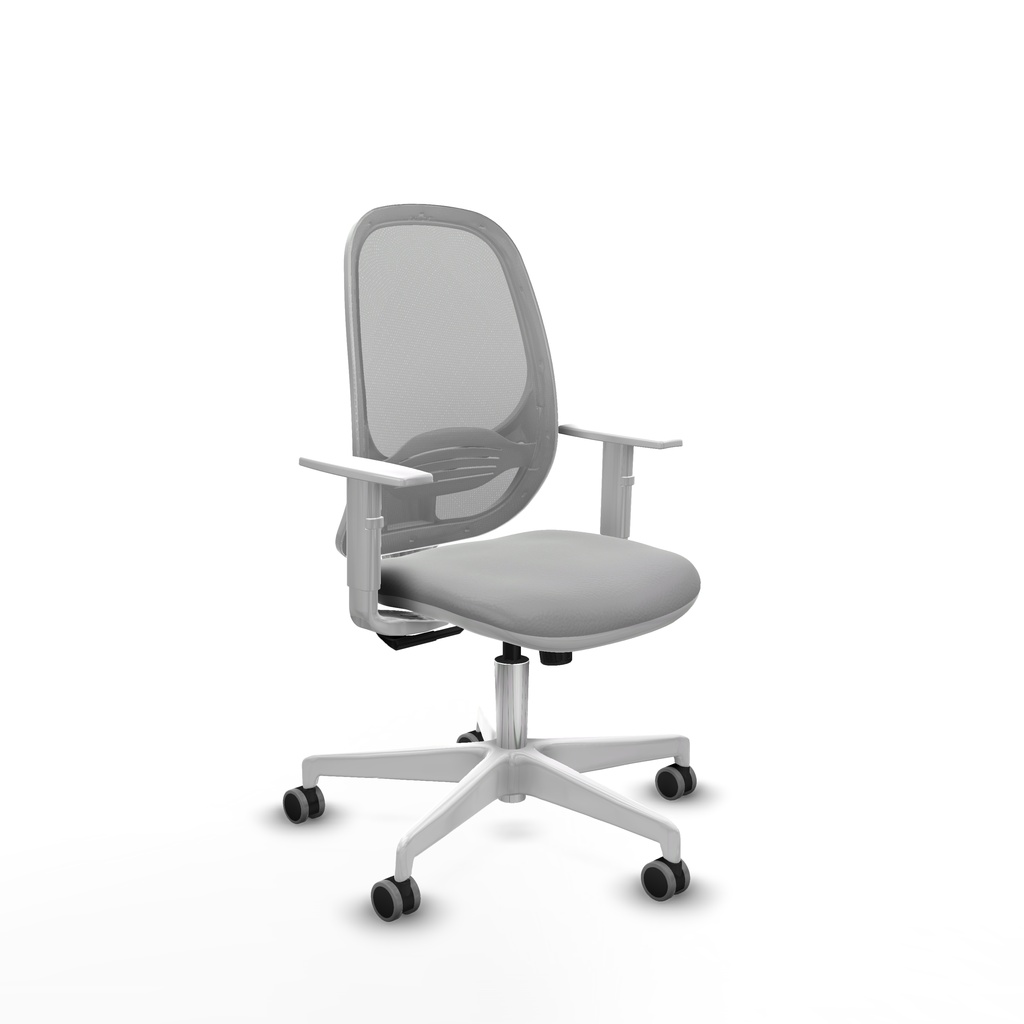 Cilanco blanca sincro malla gris similpiel gris claro brazos blancos base blanca ruedas 65mm engomadas
