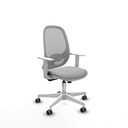 Cilanco blanca sincro malla gris similpiel gris claro brazos blancos base blanca ruedas 65mm engomadas