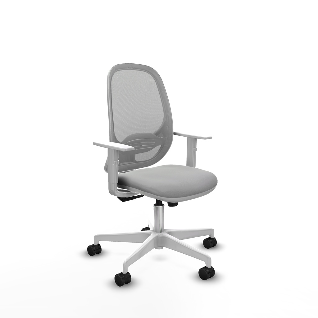 Cilanco blanca sincro malla gris similpiel gris claro brazos blancos base blanca ruedas 65mm nailon