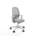 Cilanco blanca sincro malla gris similpiel gris claro brazos blancos base blanca ruedas 65mm nailon