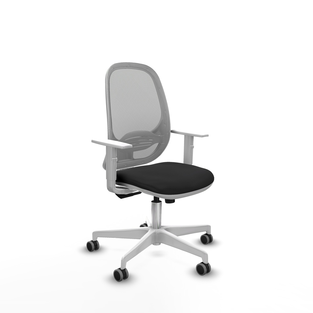 Cilanco blanca sincro malla gris similpiel negro brazos blancos base blanca ruedas 65mm engomadas
