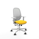 Cilanco blanca traslack malla blanca similpiel amarillo brazos blancos base blanca ruedas 65mm engomadas