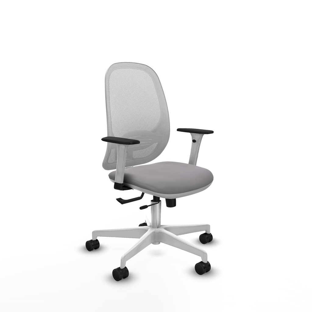 Cilanco blanca traslack malla blanca similpiel gris brazos 1D base blanca ruedas 65mm nailon
