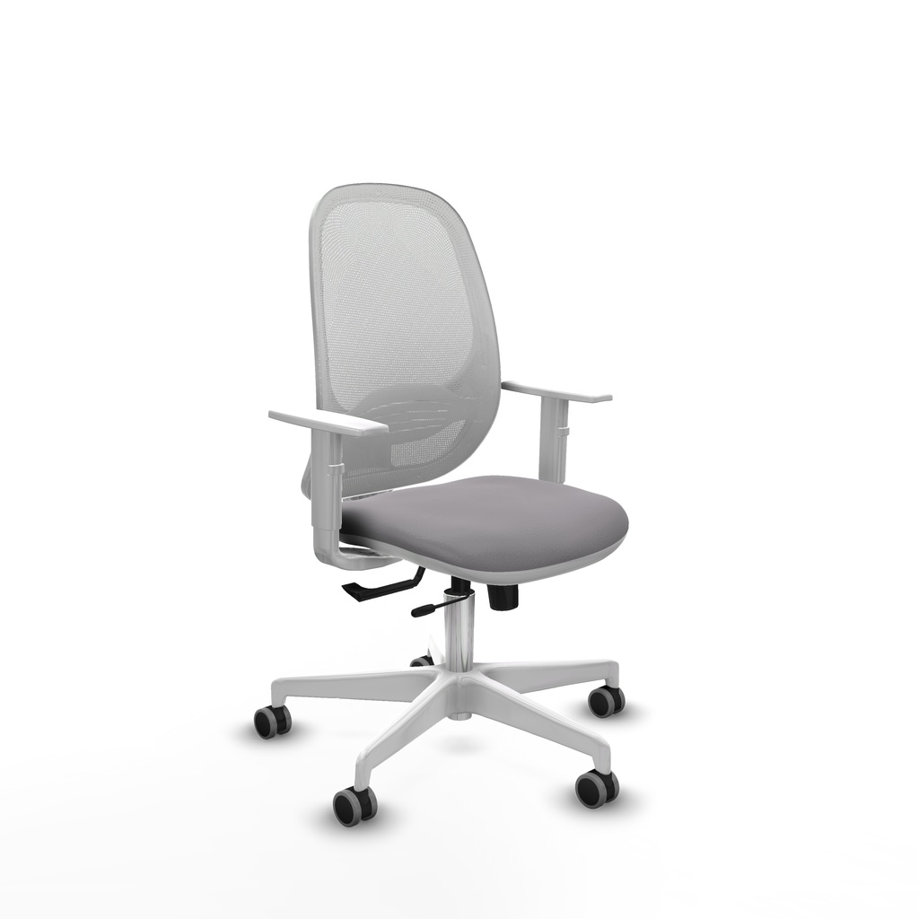 Cilanco blanca traslack malla blanca similpiel gris brazos blancos base blanca ruedas 65mm engomadas