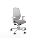 Cilanco blanca traslack malla blanca similpiel gris brazos blancos base blanca ruedas 65mm engomadas