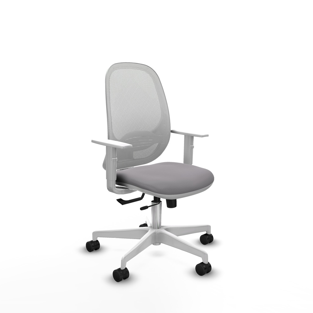Cilanco blanca traslack malla blanca similpiel gris brazos blancos base blanca ruedas 65mm nailon