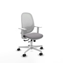 Cilanco blanca traslack malla blanca similpiel gris brazos blancos base blanca ruedas 65mm nailon