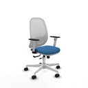 Cilanco blanca traslack malla blanca similpiel azul claro brazos 1D base blanca ruedas 65mm nailon