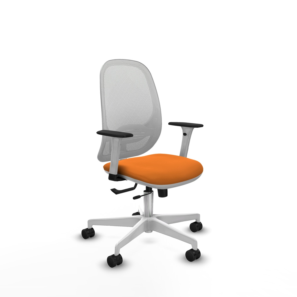 Cilanco blanca traslack malla blanca similpiel naranja brazos 1D base blanca ruedas 65mm nailon