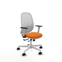 Cilanco blanca traslack malla blanca similpiel naranja brazos 1D base blanca ruedas 65mm nailon