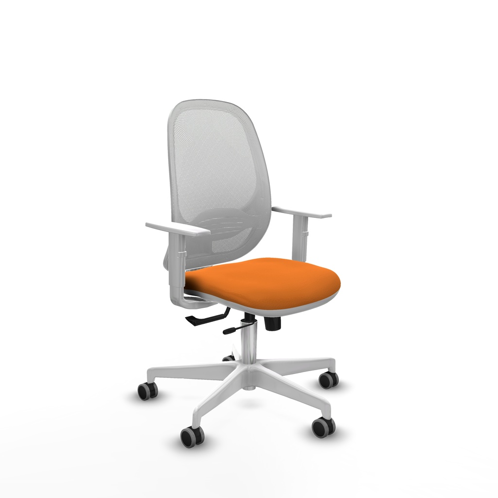 Cilanco blanca traslack malla blanca similpiel naranja brazos blancos base blanca ruedas 65mm engomadas