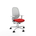 Cilanco blanca traslack malla blanca similpiel rojo brazos blancos base blanca ruedas 65mm nailon