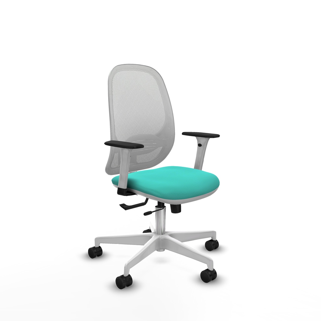 Cilanco blanca traslack malla blanca similpiel turquesa brazos 1D base blanca ruedas 65mm nailon