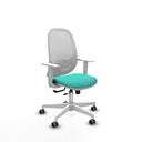 Cilanco blanca traslack malla blanca similpiel turquesa brazos blancos base blanca ruedas 65mm engomadas