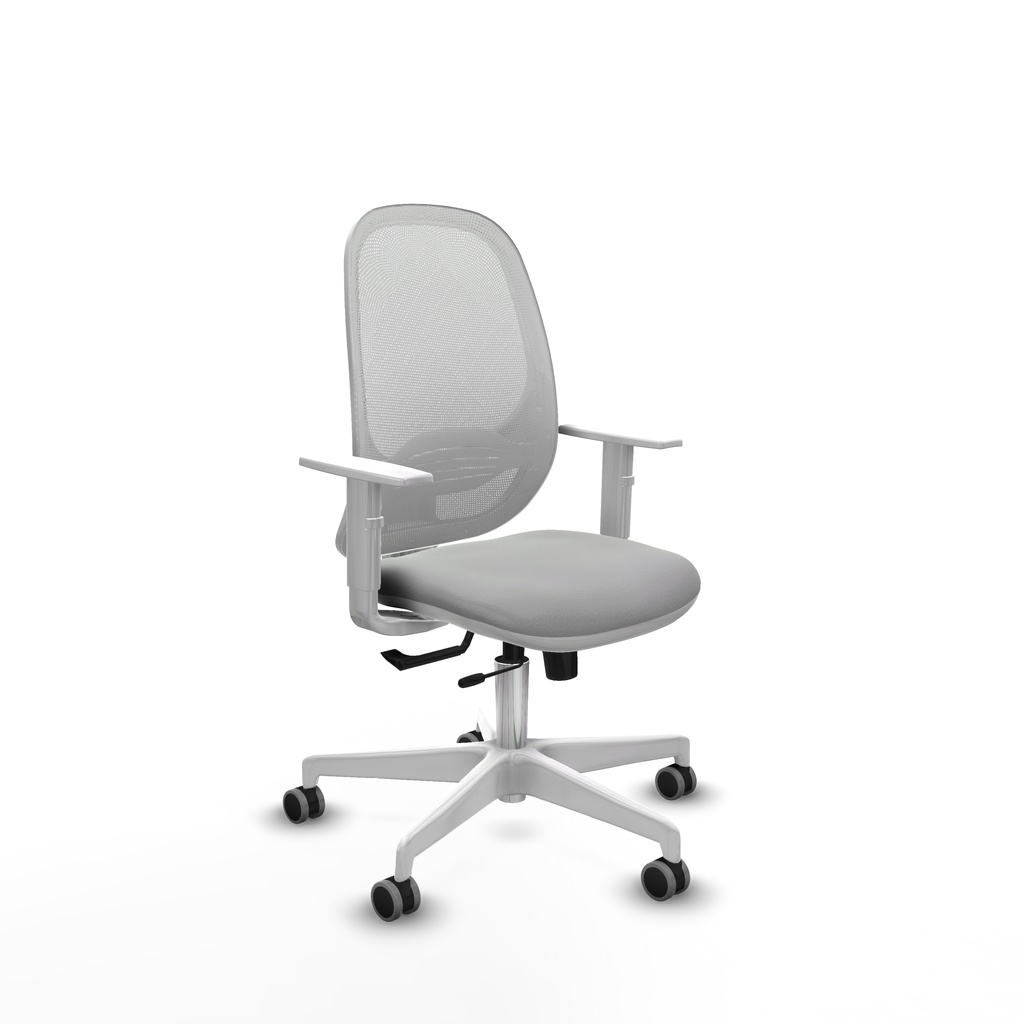 Cilanco blanca traslack malla blanca similpiel gris claro brazos blancos base blanca ruedas 65mm engomadas