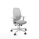 Cilanco blanca traslack malla blanca similpiel gris claro brazos blancos base blanca ruedas 65mm engomadas