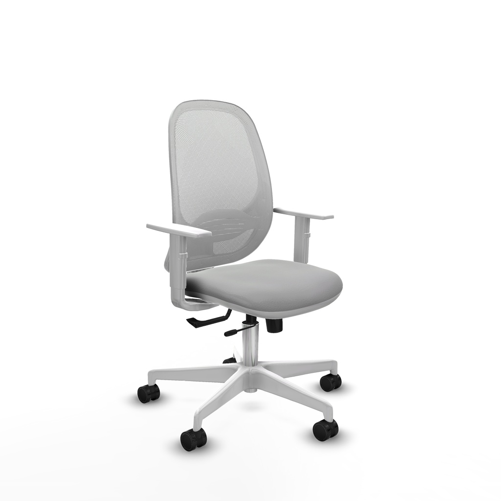 Cilanco blanca traslack malla blanca similpiel gris claro brazos blancos base blanca ruedas 65mm nailon