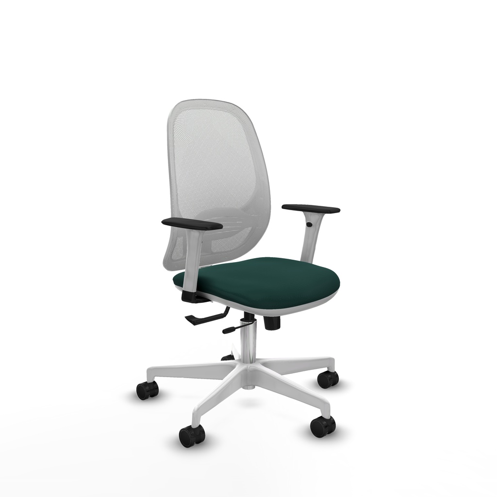 Cilanco blanca traslack malla blanca similpiel verde botella brazos 1D base blanca ruedas 65mm nailon
