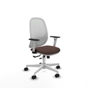 Cilanco blanca traslack malla blanca similpiel marrón oscuro brazos 1D base blanca ruedas 65mm nailon