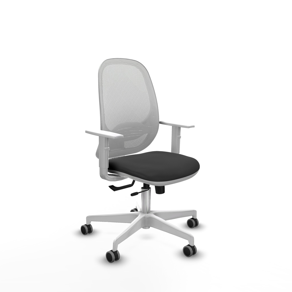 Cilanco blanca traslack malla blanca similpiel gris oscuro brazos blancos base blanca ruedas 65mm engomadas