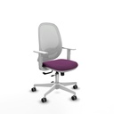 Cilanco blanca traslack malla blanca similpiel morado brazos blancos base blanca ruedas 65mm engomadas