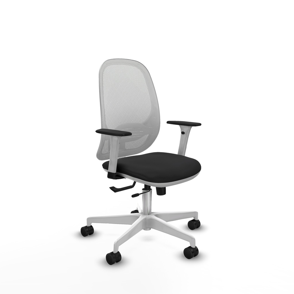 Cilanco blanca traslack malla blanca similpiel negro brazos 1D base blanca ruedas 65mm nailon