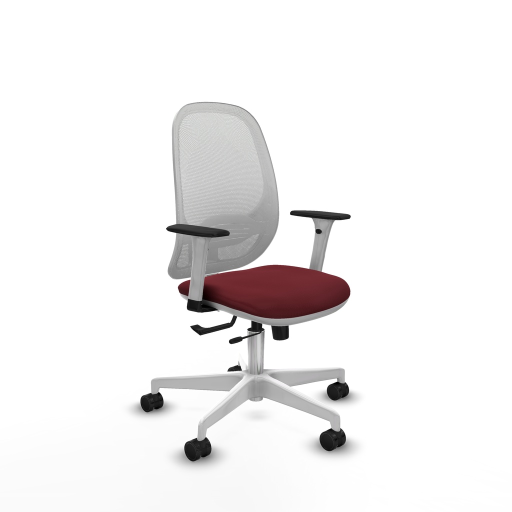 Cilanco blanca traslack malla blanca similpiel granate brazos 1D base blanca ruedas 65mm nailon