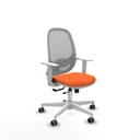 Cilanco blanca traslack malla gris bali naranja brazos blancos base blanca ruedas 65mm engomadas